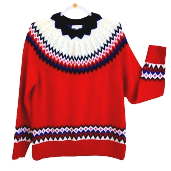 CHARTER Club Cable Yoke Knit Activewear Crew neck Pullover Size L - Picture 2 of 14